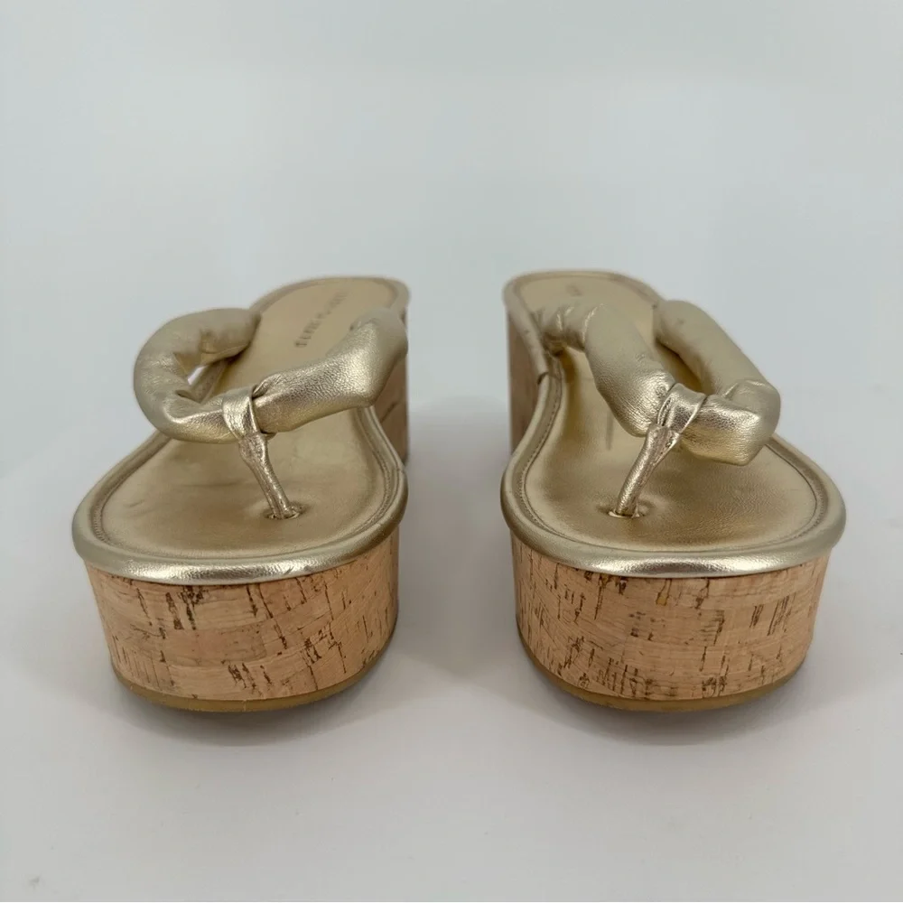 Veronica Beard Gabby Platform in Metallic Gold Leather size 8 Wedges Sandals